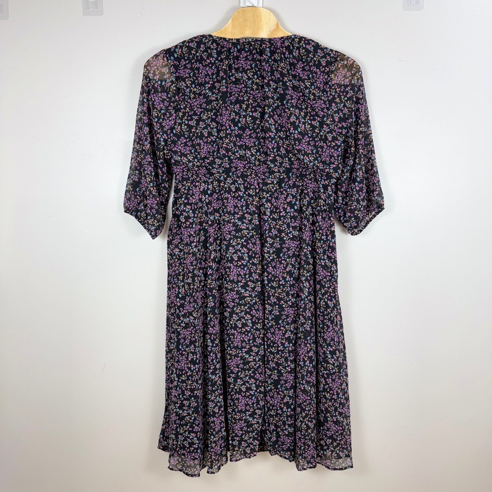 Torrid Chiffon Midi Dress Women 2 Black Floral NWT Cottagecore Boho Feminine - Picture 3 of 9